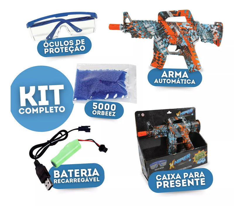 Kit com 3 Arma Brinquedo Metralhadora Bolinha De Gel Orbeez